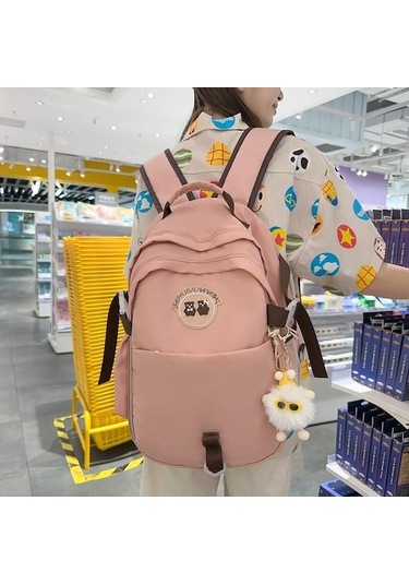 Dancemonkey Tarzı Sırt Sırt Pembe Okul Kolej Kapasiteli Kadın İşlemeli Çantası Çantası Çantası Büyük Bilgisayar Zj Pembe