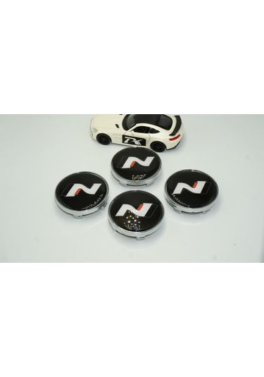 Hyundai N Line Logo Jant Göbeği Gümüş Siyah Kapak Seti 60mm