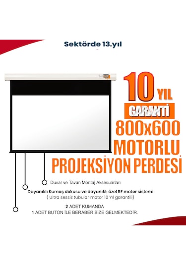 Sanper 800x600 Cm Motorlu Projeksiyon Perdesi