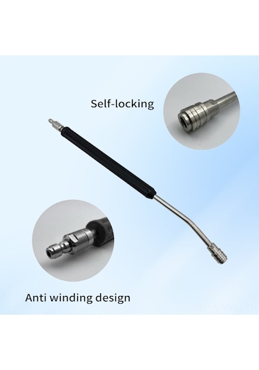 Geeksen Paslanmaz Çelik Uzatma Çubuğu - 1/4" Kendinden Kilitlenmeli Yüksek Basınçlı Temizleme Aksesuarı 55cm