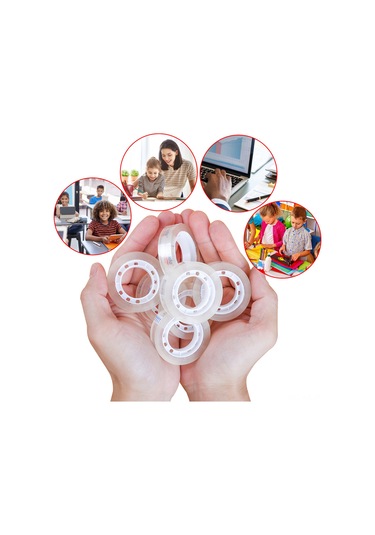 Gajeena "18mm El Yırtma Ofis Bantı - 8 Rulo, Güçlü Yapışkan, Dayanıklı Bopp Malzeme"