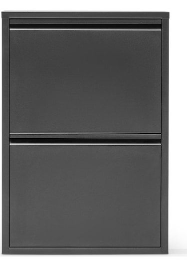 2 Raflı Metal Ayakkabılık Siyah Ayakkabı Rafı Rehome