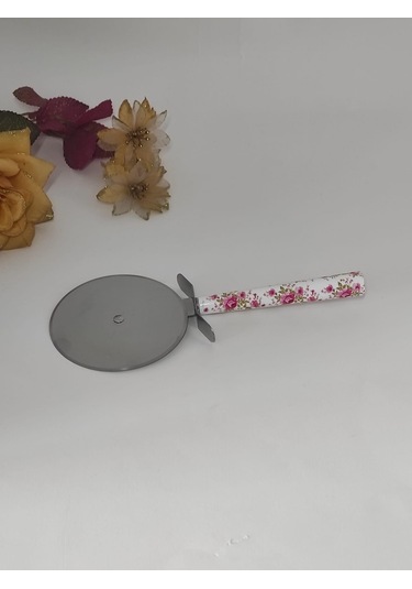 Zarif Çiçek Desenli Lüx Metal Hamur Kesici Hamur Pizza Kesici Paslanmaz Çelik