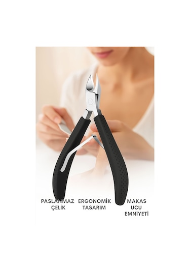 Pazlanmaz Çelik Siyah Tırnak Eti Makası Manikür Et Pensi Cin809sy