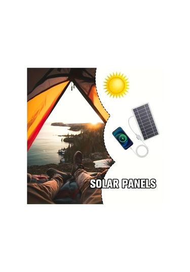 Elmpaly 2w Taşınabilir Güneş Panelli Şarj Cihazı Kampçılık Seyahat Telefon Şarj El Feneri Fan