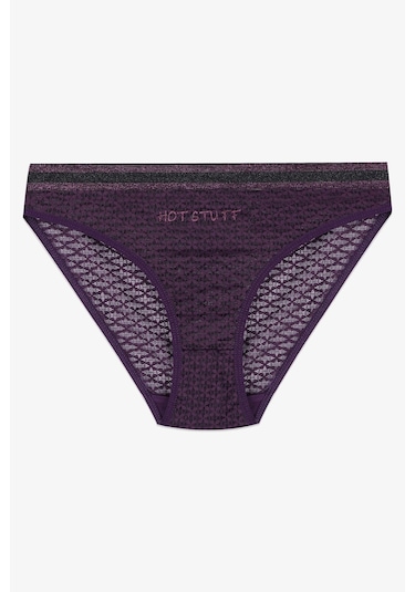 Kadın 3'lü Dantelli - Baskılı Külot 20820 Siyah - Lila - Beyaz