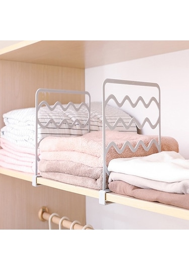 Fortunelane Beyaz Pprahat Kurulumlu Dolap Bölücü Raf - Çanta, Kazak Düzenleyici 1 Adet Beyaz Beyaz