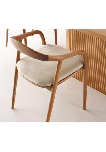 Zodiac Exclusive Yılan Ahşap Sandalye Natural - Krem