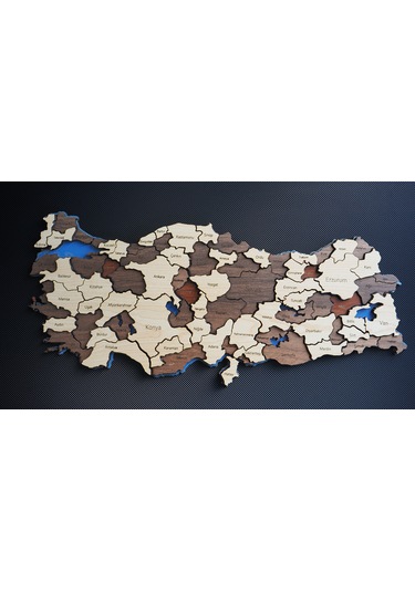 X3 Boyutlu 3d Ahşap Mdf Dekoratif Detaylı Türkiye Haritası Duvar Dekoru Tablosuz -