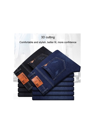 Sones Erkek İş Günlük Giyim Pantolon Streç Bol Düz Paça Pantolon Siyah