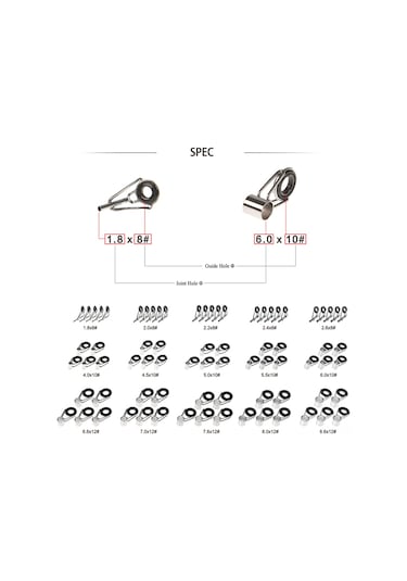 Mufunye Lixada 75 Adet/kutu 15 Boyut Teleskopik Olta Kamışı Kılavuz Ucu Tamir Takımı Olta Dıy Göz Halkaları Olta Kamışı Kılavuzu Olta Takımı