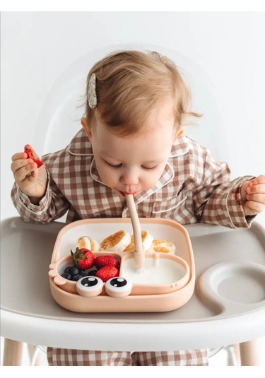 Mafia Kids Emici Kurumlu Süpürgeli 3'ü 1 Arada Silicondan Yapılmış Çocuk Yemekler İçin Tabaklar 333245507 Bej