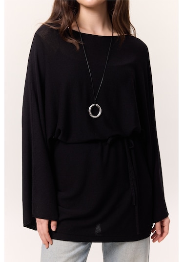 Triko Kuşaklı Tunik Siyah Siyah
