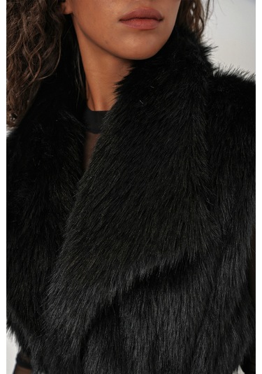 Bigdart 6804 Kadın Kürklü Yelek - Siyah