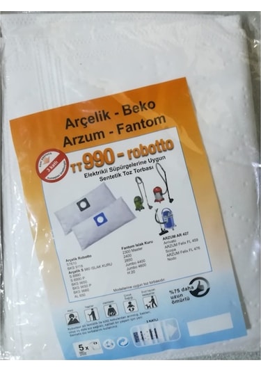 Arçelik - Beko Tt990 Robotto Uyumlu Bez Süpürge Torbası 5 Adet