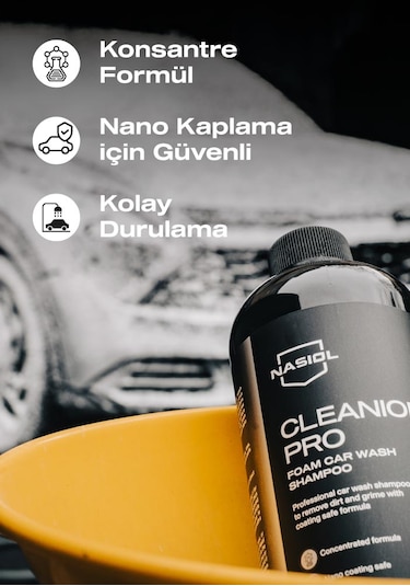 Nasiol Cleanion Pro Yoğun Köpüklü Konsantre Araç Yıkama Şampuanı-25 Yıkama-500gr-Fırçasız Oto Yıkama