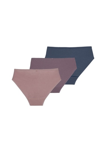 Kadın Slip Külot 3lü Paket Essential 1575 - Mor Pembe Denim Çok Renkli