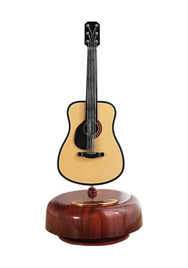 Ulzyvf Mini Elektro Gitar Müzik Kutusu - Kahverengi Çalgı Maketi Hediye Kahverengi