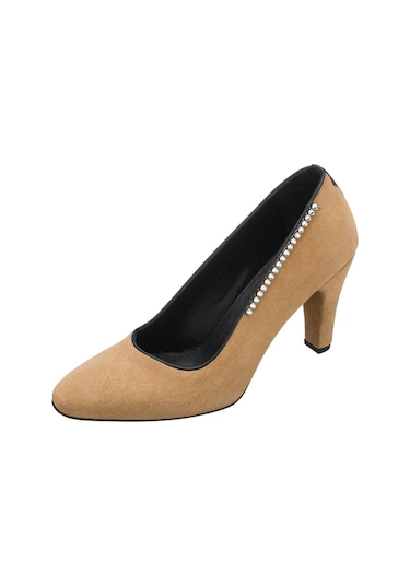 40-41-42-43-44 Numara Ays7986 Kum Süet Deri Topuklu Özel Seri Kadın Stiletto Bej