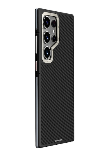 Galaxy S24 Ultra Kılıf Magsafe Şarj Özellikli Aramid Fiber Youngkit 600d Kevlar Serisi Kapak Siyah