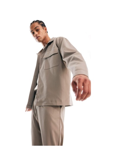 DeFacto Relax Fit Polo Yaka Çıtçıtlı Cepli Gömlek Ceket D7281AX25SPKH400