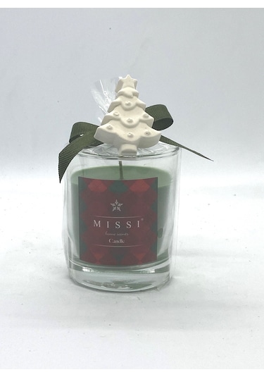 MİSSİ ÇAMAĞACI SERAMİK TAŞLI YEŞİL CINNAMON KOKULU VEGAN MUM