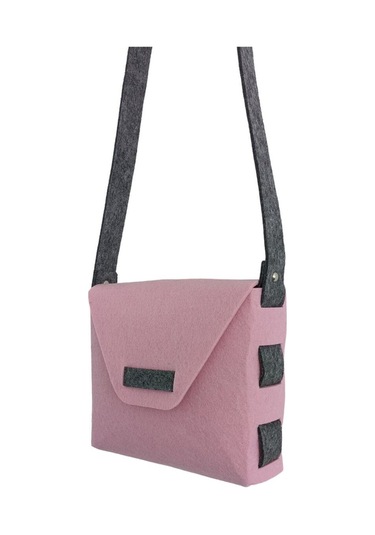 Kız Çocuk Omuz Çantası Keçe Sağlıklı Dikişsiz Etkinlik Günlük Çanta Pembe-gri Pembe