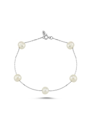 6,5 Mm Çıtır Doğal İnci Bileklik 18 Cm / Beyaz Beyaz Beyaz Altın