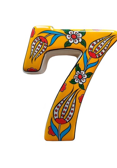 Seramik Kapı Adres Numaraları (0-9) Sarı Lale Desen