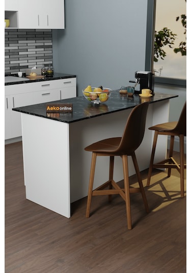 Ae-2040 Vera Mutfak Adası Bar Masası Yemek Masası Dolaplı, B/sm