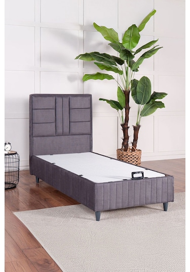 Premium Bamboo Sleepy Baza Başlık Gri Ikili Set Yatak Dahil Değildir 90 x 190