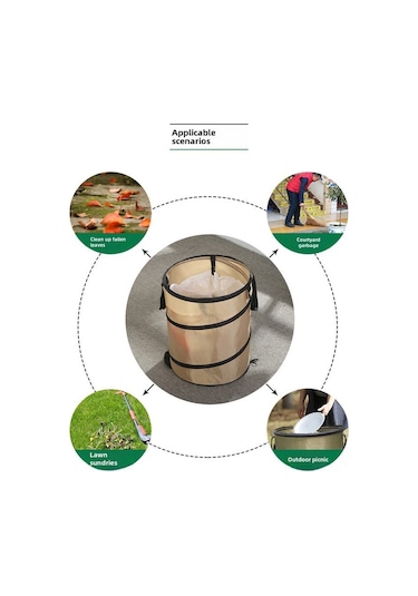 Mufunye Taşınabilir Folding Çöp Kutusu - Kamp, Bahçe, Bahçe Çalışmaları İçin Yeşil Mini D34 S Kelepçe Desenli Taşınabilir Çöp Konteyneri