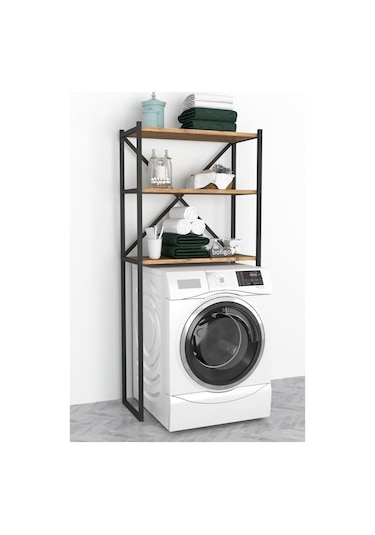 Bofigo 3 Raflı Metal Düzenleyici Banyo Rafı Çam