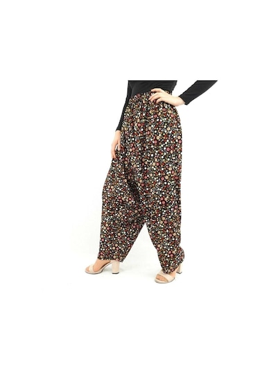 Özözkanlar Çiçekli Yöresel Jarse Yukarıdan Ağlı Şalvar Çok Renkli