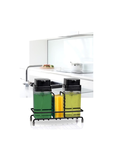 Okyanus Home Siyah Deluxe Kare Standlı 2'li Füme Rengi Sıvı Sabunluk
