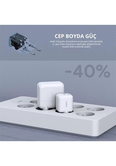 Aukey Pa-b1l-wh 30w Omnia Iı Mini Gan Type-c Pd Şarj Adaptörü