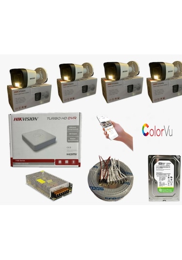 Hikvision 4 Kamerali Gece Renkli 4 Kanal 500gb Hdd