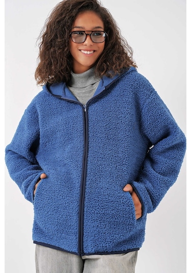 Gabria Kapüşonlu Fermuarlı Hırka Lacivert