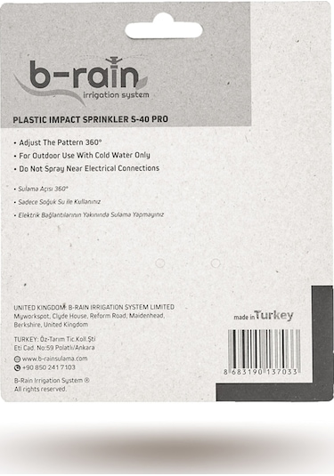 B-rain Bahçe Sulama Fıskiyesi S-40 Pro uğurlu Serisi