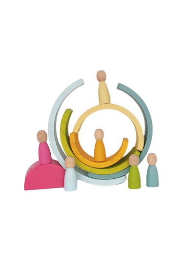 6'lı Pastel Renkler Waldorf Gökkuşağı Pegli Set Ahşap Oyuncak