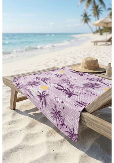 Retro Island Pembe Plaj Havlusu 70 X 150 Cm Pembe - Mor