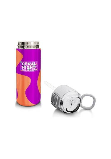 Coral High Kids Koyu Pembe Turuncu Desenli Pipetli Ve Direkt İçim Çelik Termos 500 Ml 31884 Koyu Pembe