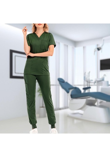 Dolıty Çok Cepli V Yaka İş Elbisesi Ile Nefes L-yeşil