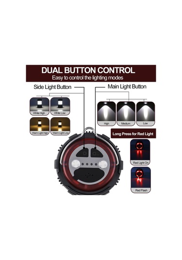Tomshoo Led Kamp Feneri Tip C Şarj Edilebilir Kamp Işığı Suya Dayanıklı Taşınabilir Çadır Işığı Siyah