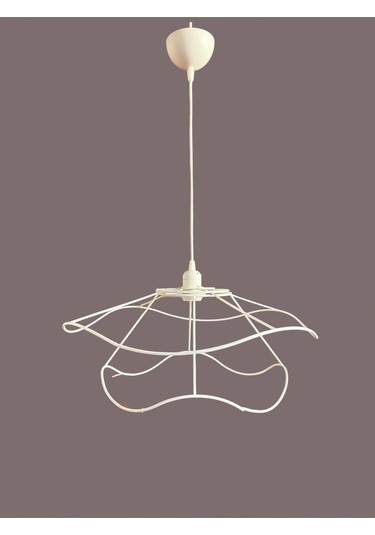 İç İçe Avize Teli , İskeleti 50x35 Cm Beyaz Statik Boyalı Duy Takımı Dahil Beyaz