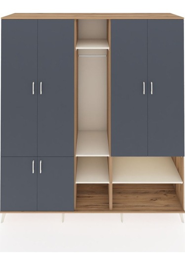 Kronos Dolap 15 Raflı 5 Kapaklı Tek Askılı 220x59x243 Çam-antrasit/aytaşı Antrasıt/aytası Kronos Dolap 15 Raflı 5 Kapaklı Tek Askılı 220x59x243 Çam-antrasit/aytaşı Antrasıt/aytası