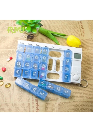 Ulzyvf Elektronik Zamanlayıcılı 28 Bölmeli Hap Kutusu - Dayanıklı Yaşlı İlaç Saklama Kutusu Diğer