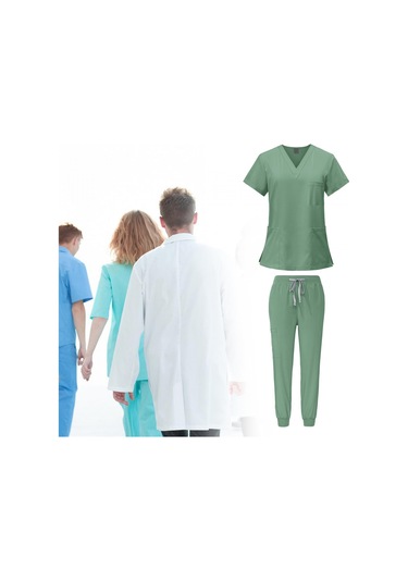 Suntek Kadın Üniforma Scrubs Set Üstü Ve Pantolon S-yeşil