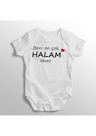 İmaj Tuğbababy Beni En Çok Halam Sever Yazılı Baskılı Bebek Zıbını Beyaz