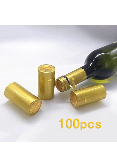 Suntek 100x Şarap Şişesi Isı Büzüşmeli Kapaklar 30mm Conta Altın
